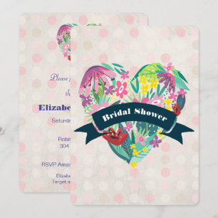 Invitation Coeur floral avec Fête des mariées de fleurs tropi