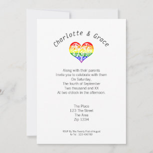 Invitation Coeur gay pride Élégance simple