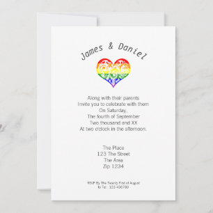 Invitation Coeur gay pride Élégance simple