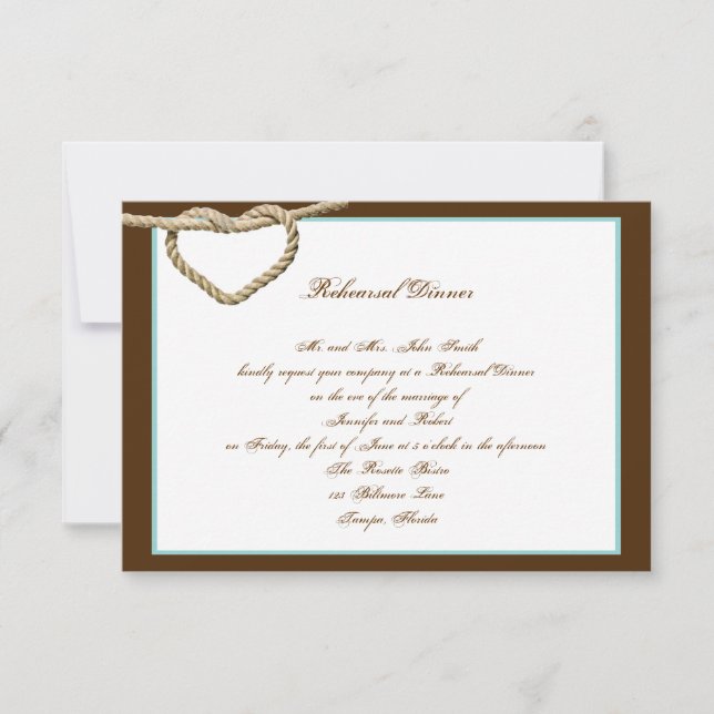 Invitation Coeur Love Knot Dîner de répétition Mariage occide (Devant)