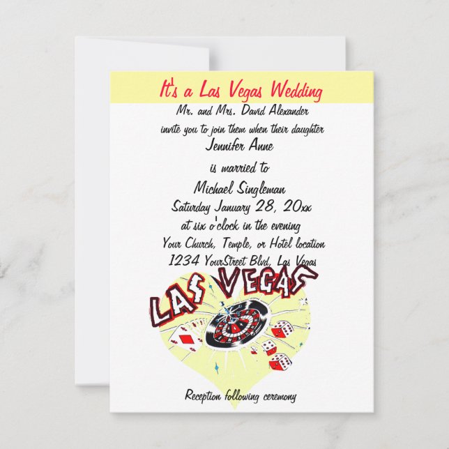 Invitation Coeur Mariage contemporain de Las Vegas (Devant)