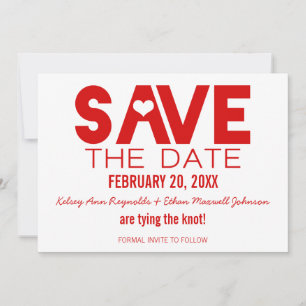 Invitation Coeur mignon Enregistrer la date Annonce, Rouge fo