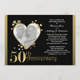 Invitation Coeur photo du 50e anniversaire