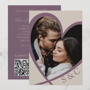Invitation Coeur photo moderne Champagne & Mariage Rose Dusty