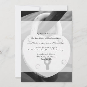 Invitation Coeur romantique amour serrure photo mariage invit