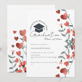 Invitation Coeur romantique Floral Printemps Graduation