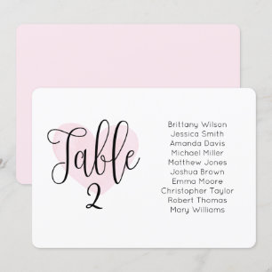 Invitation Coeur rose aquarelle. Tableau de sièges mariage tr