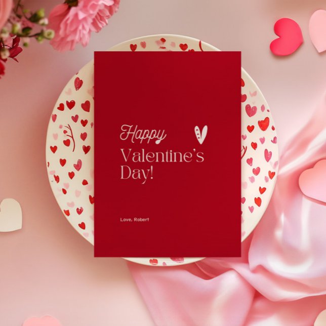 Invitation Coeur rouge et beige Typographie Saint-Valentin (Créateur téléchargé)