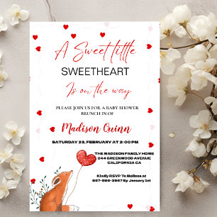 Invitation Coeur rouge et rose ValentineBaby shower amour