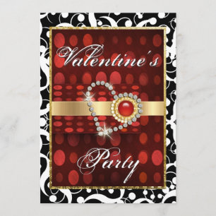 Invitation Coeur rouge noir et élégant pour la Saint Valentin