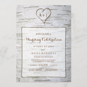Invitation Coeur sculpté dans l'Faire-part de mariage des arb