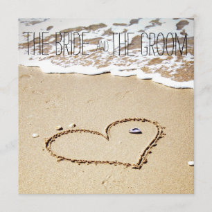 Invitation Coeur sur l'invitation au mariage sur la plage