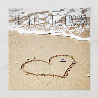 Invitation Coeur sur l'invitation au mariage sur la plage