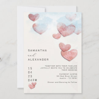 Invitation Coeur tiré à la main Romantique Mariage intime