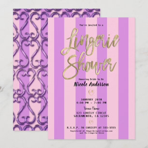 Invitation Cœur torsadé rose violet Chic Lingerie Douche 