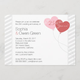 Invitation Coeurs 25ème anniversaire Mariage d'argent