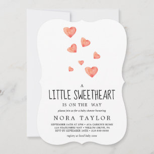 Invitation Coeurs aquarelle   Petit Baby shower de coeur