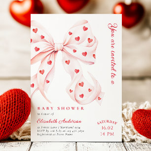 Invitation Coeurs Bow rose Valentines Baby shower