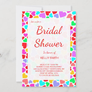 Invitation Coeurs colorés mignons motif douche nuptiale
