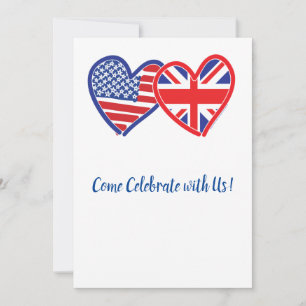 Invitation Cœurs d'amour USA et Union Jack