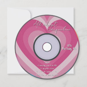 Invitation Cœurs d'aura de musique CD d'anniversaire Rose des