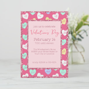 Invitation Cœurs de bonbons rétro de la Saint-Valentin sur fo