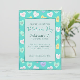 Invitation Cœurs de bonbons rétro de la Saint-Valentin sur fo