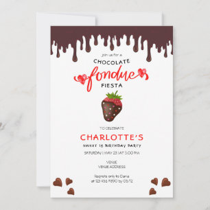 Invitation Coeurs de fraises fondues au chocolat Saint-Valent