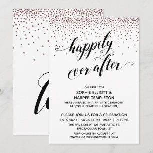 Invitation Coeurs de Happily Ever Ever Script Rose Gold Confe