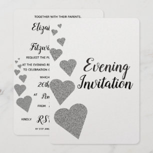 Invitation Coeurs de Parties scintillant argent Soirée Invita