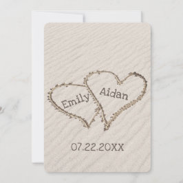 Invitation Coeurs de plage mariages avec noms