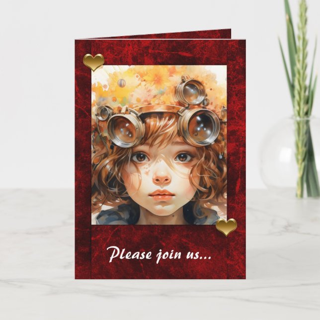 Invitation Coeurs de vacances rouges avec porte photo (Devant)