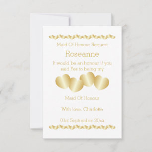 Invitation Coeurs Design Or Couleur Maid Of Honor Demande