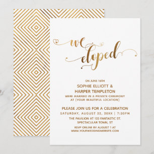 Invitation Cœurs d'Or : Notre célébration après le mariage ap