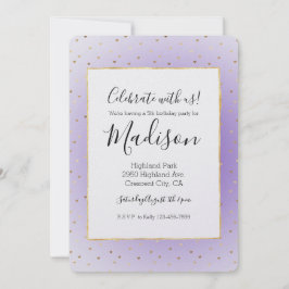 Invitation Coeurs d'or Ombre violet