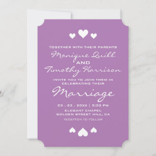Invitation Coeurs doux Mariage pourpre doux