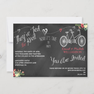 Invitation Coeurs et bicyclette Chalkboard Post-Mariage Invit