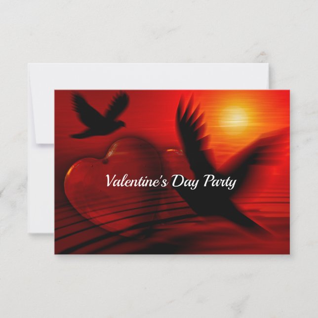 Invitation Cœurs et colombes (Devant)