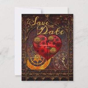 Invitation Cœurs Gears Mariage Vintage Steampunk Date de sauv