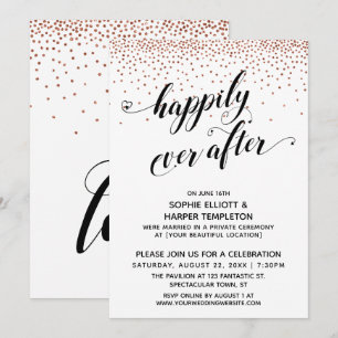 Invitation Coeurs Happily Ever Ever Script Cuivre Confettis