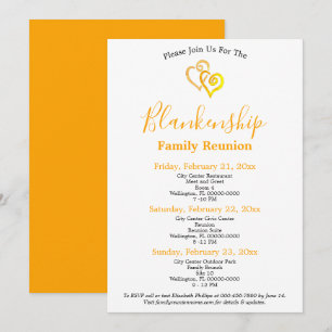 Invitation Coeurs liés Jaunes Réunion familiale de 3 jours