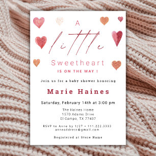 Invitation Coeurs mignons Petit Baby shower amoureux Fille