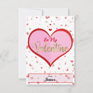 Invitation Cœurs mignons rose rouge or Jour de la Saint-Valen