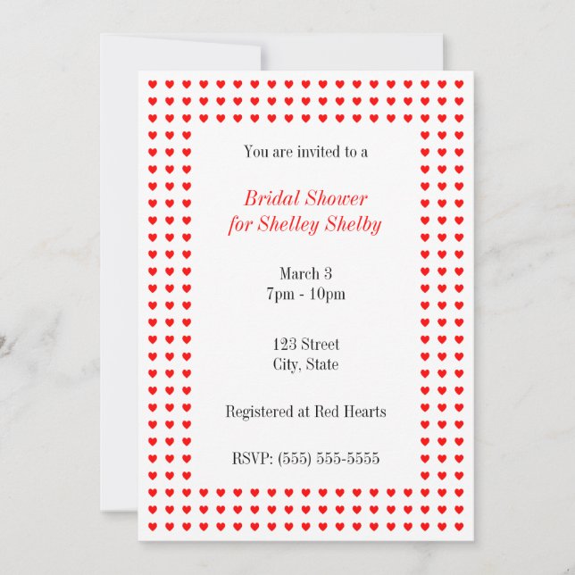 Invitation Coeurs minuscules (Devant)