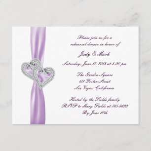 Invitation Coeurs Personnalisés Lavender Répétition Dîner Inv