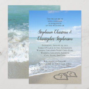 Invitation Coeurs pittoresques dans le mariage de Sand Beach