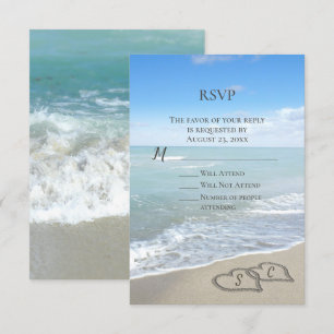 Invitation Coeurs pittoresques dans le mariage Sand Beach RSV
