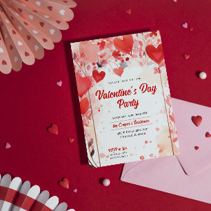 Invitation Coeurs romantiques Saint Valentin