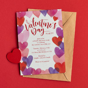 Invitation Coeurs romantiques Valentines Fête du Jour