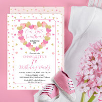 Coeurs roses Petite amoureuse 1ère fête d'annivers